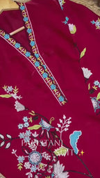 Embroidered Floral Straight Kurta Set with Chiffon Dupatta