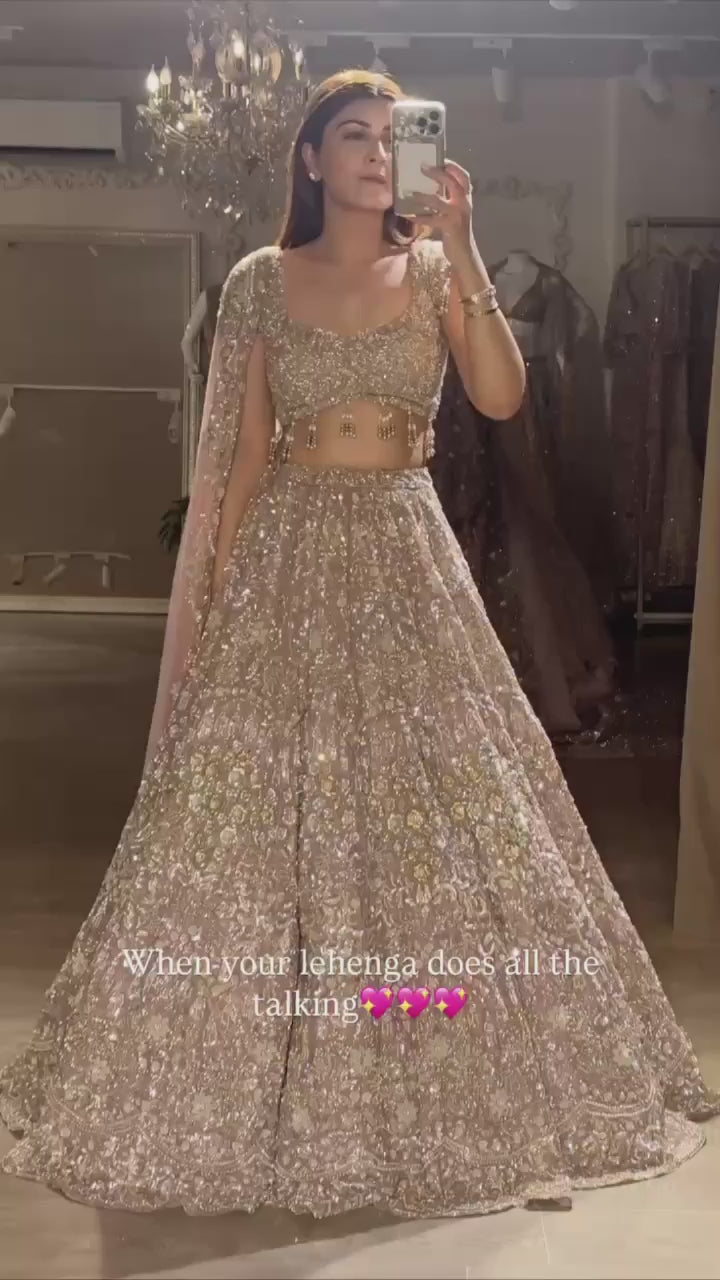 Embellished Zardosi Work Lehenga Set with Tasseled Hemline