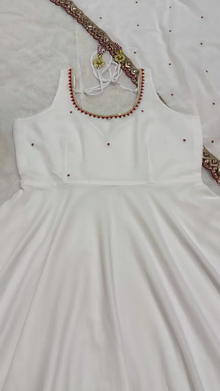 Timeless Splendor Anarkali Suit with Embellished Border Dupatta Set