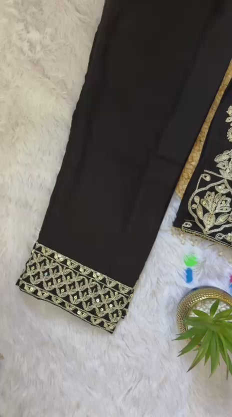 Fashion Factory Kids Premium Faux Georgette Embroidered Suit Set with Dupatta