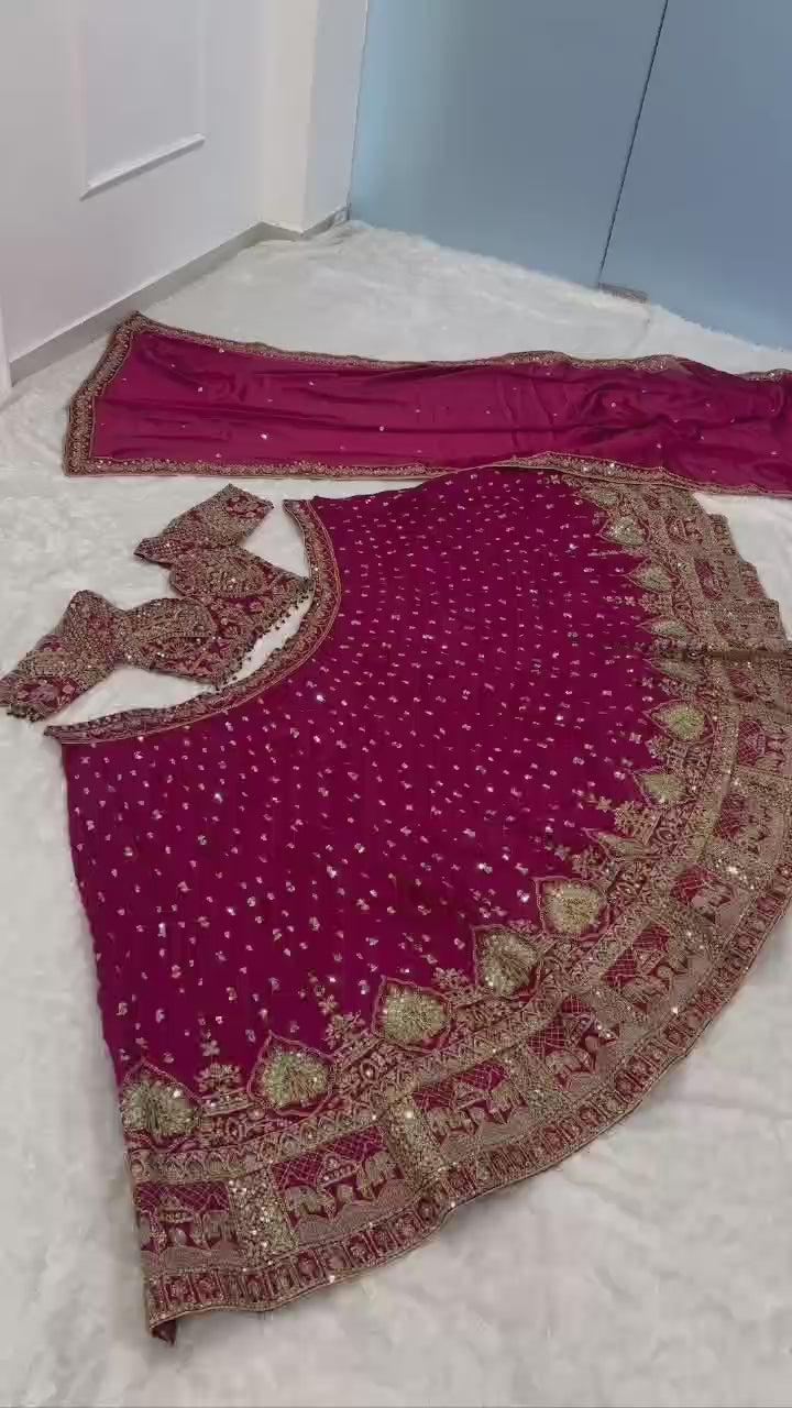 Ornate Dori Embroidered Velvet Lehenga Set with Heavily Embellished Border