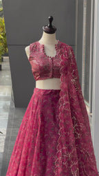 Fashion Factory Jimmy Organza Digital Print Lehenga Set with Embroidery, Sequence & Moti Work