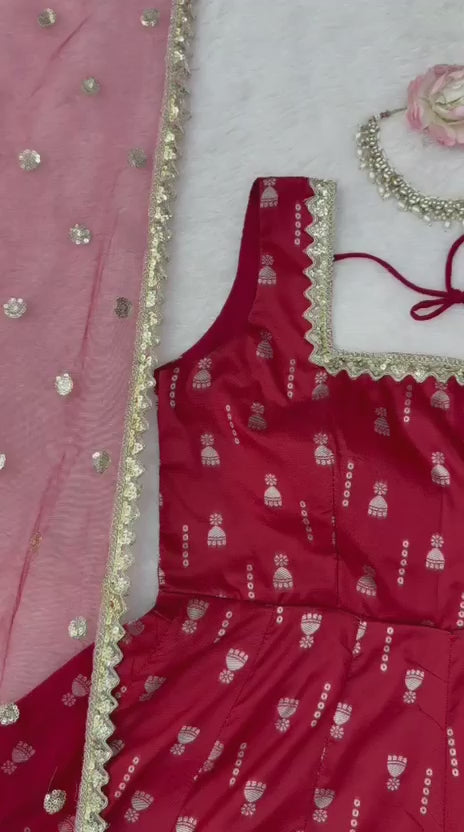 Royal Heritage Embroidered Anarkali Ensemble with Intricate Traditional Motifs