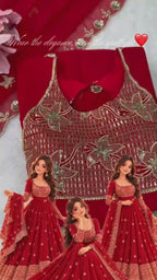 Festive Embroidered Anarkali Suit with Dupatta - Fabric & Stitching Video Preview (Wholesale Surat)
