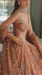 Organza Printed Lehenga Set with Intricate Sequined Threadwork