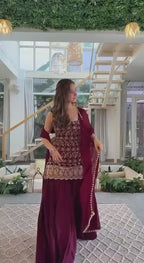 Regal Embroidered Palazzo Ensemble With Flowing Dupatta