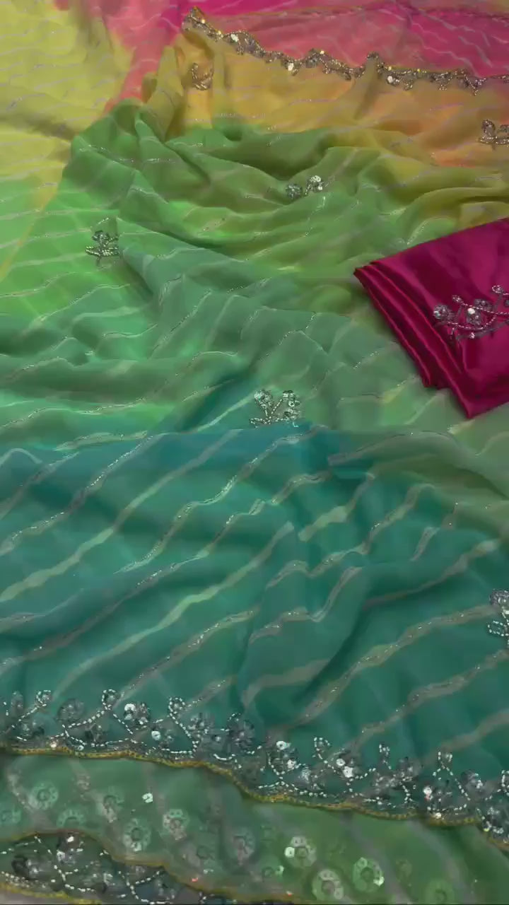 Sunlit & Vibrant Contemporary Draped Saree Ensemble
