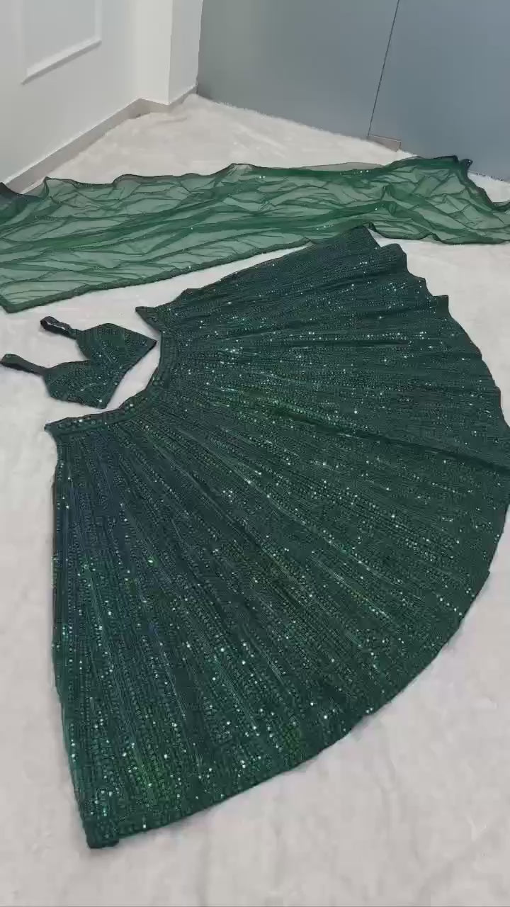 All Over Sequined Glamour Lehenga Set with Bralette Blouse - Fabric & Stitching Video Preview (Wholesale Surat)