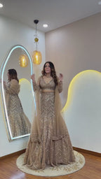 Glittering Geometric Sequin Work Flared Lehenga Set