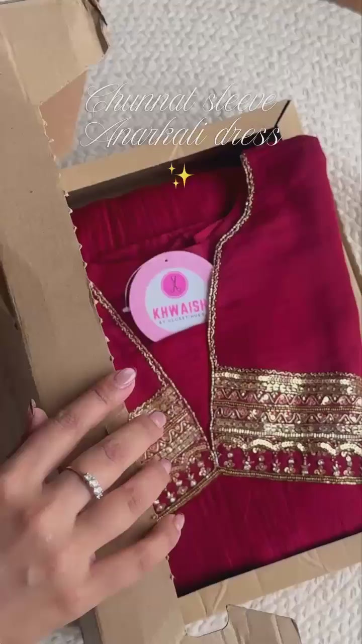 Royal Heritage Embroidered Anarkali Suit Ensemble With Scalloped Dupatta Detailing