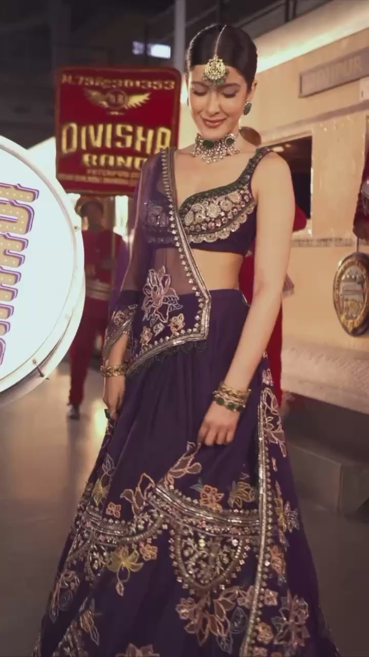 Heavy Dori Embroidery Bridal Velvet Lehenga Set with Net Dupatta