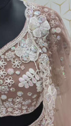 Intricately Sequined Heavy Floral Handcrafted Lehenga Set