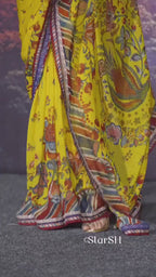 Royal Heritage Floral Printed Saree with Intricate Border Detailing