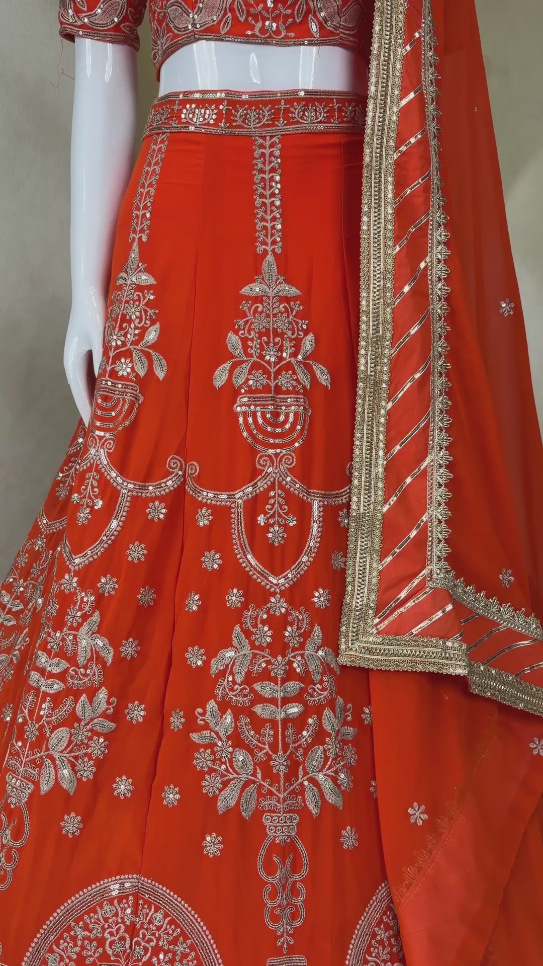 Traditional Thread Embroidered Silk Lehenga Set with Ornate Border