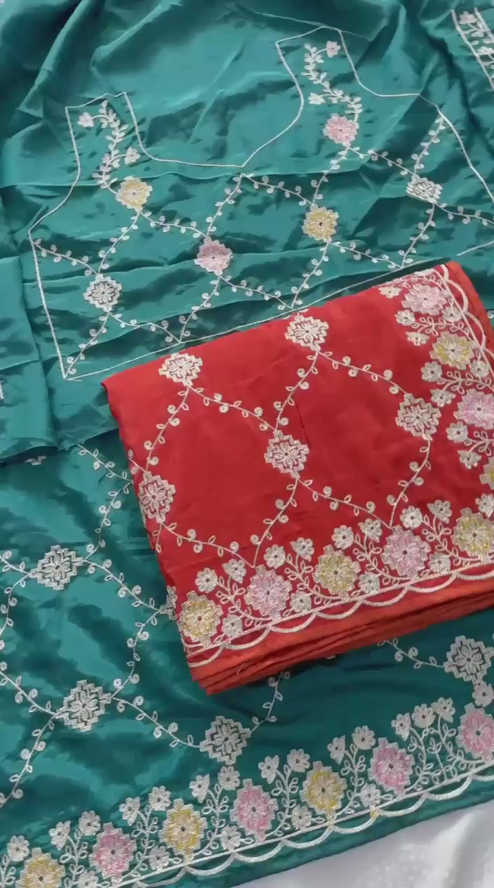 Opulent Luxury Floral Embroidered Saree with Intricate Motif Detailing