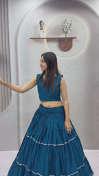 Tiered Flared Lehenga with Tasseled Embroidered Koti Jacket