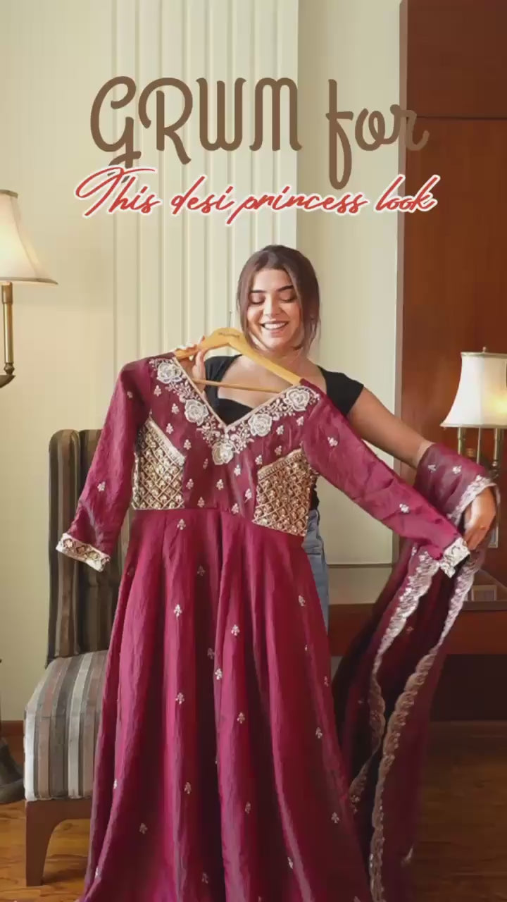 Royal Heritage Embroidered Anarkali Ensemble With Intricate Zari Detailing