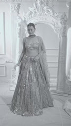 Heavy Mirror Work Sequined Lehenga Set with Tasseled Blouse
