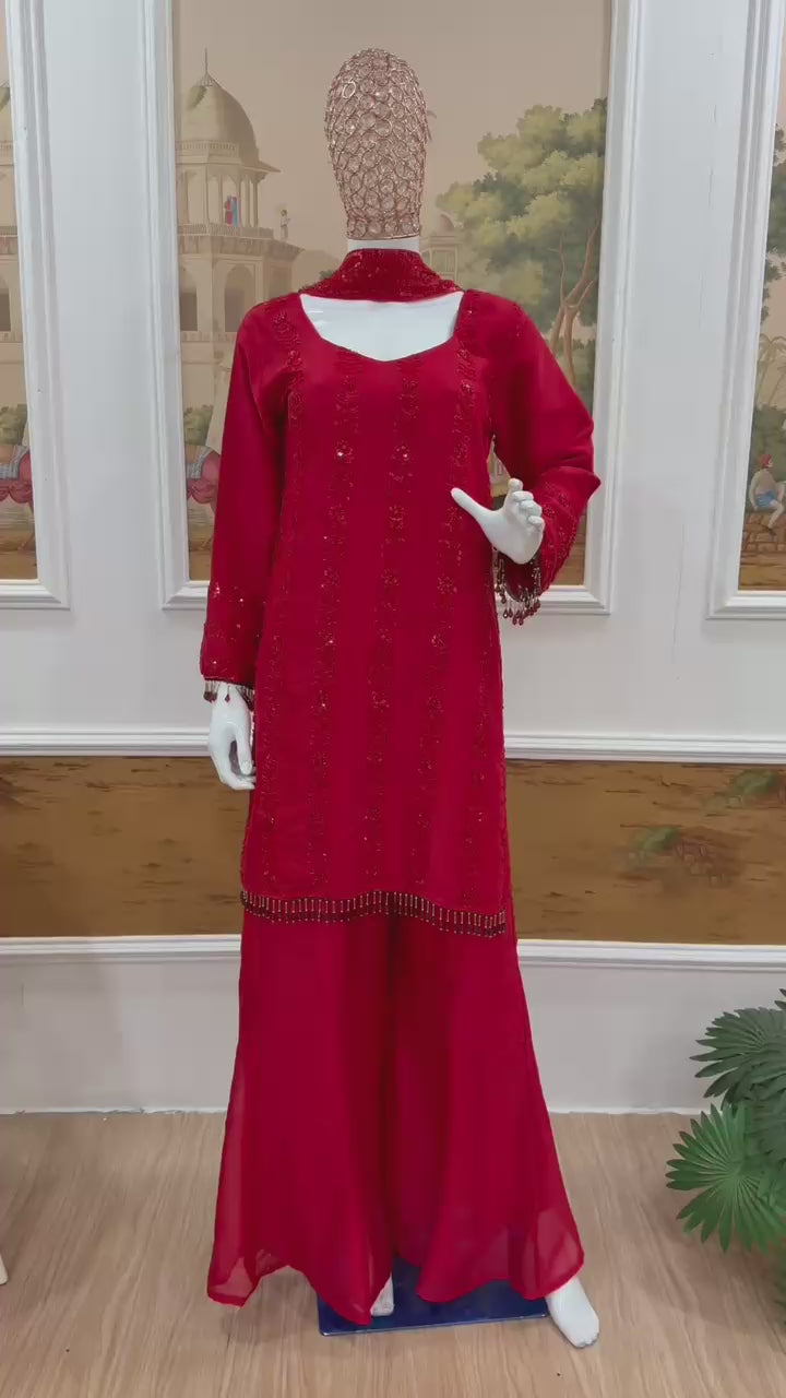 Regal Embellished Palazzo Ensemble for Festive Celebrations