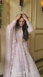 Georgette Chikankari Embroidery Lehenga Set with Sheer Net Dupatta