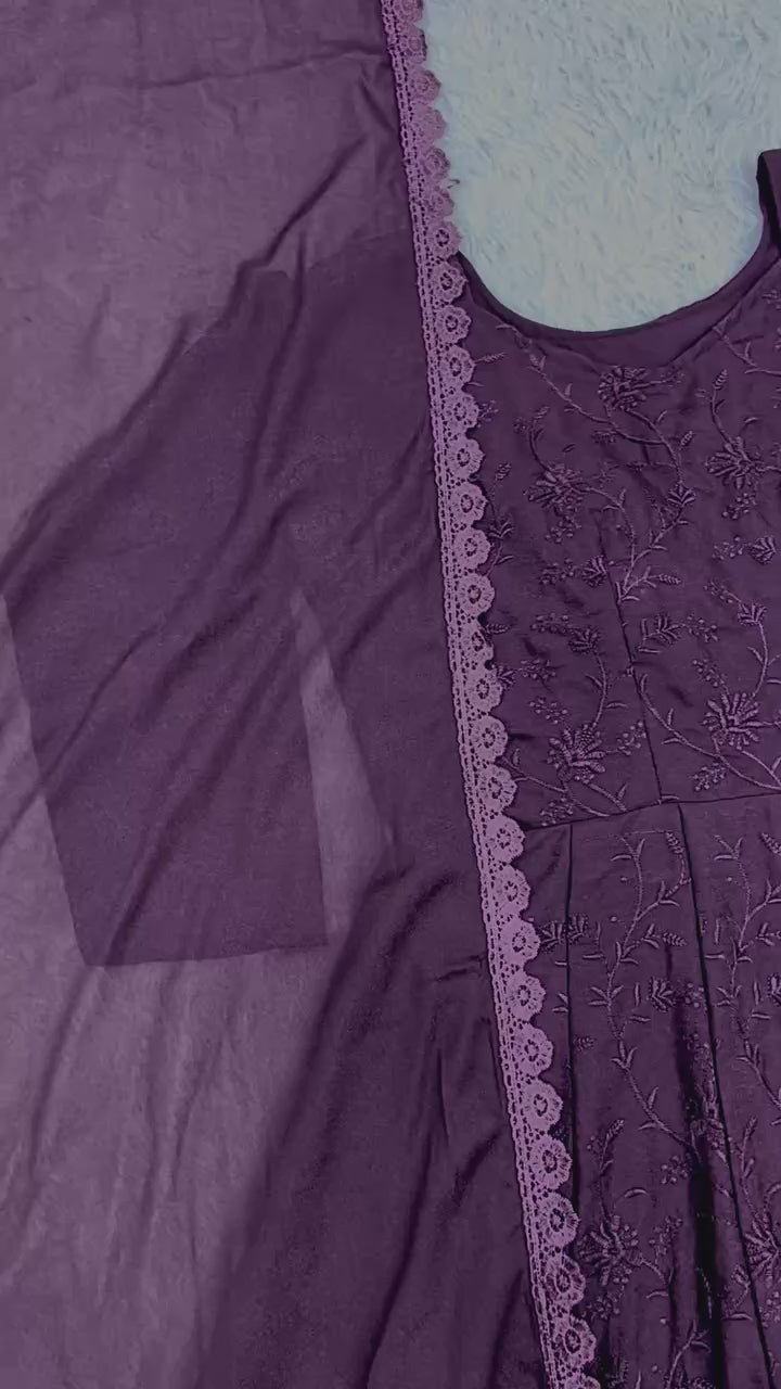 Fashion Factory Star Georgette Silk Embroidered Gown Set with Dupatta