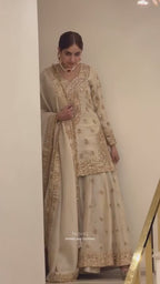 Opulent Luxury Heavy Zardozi Embroidered Kurta and Sharara Set with Dupatta