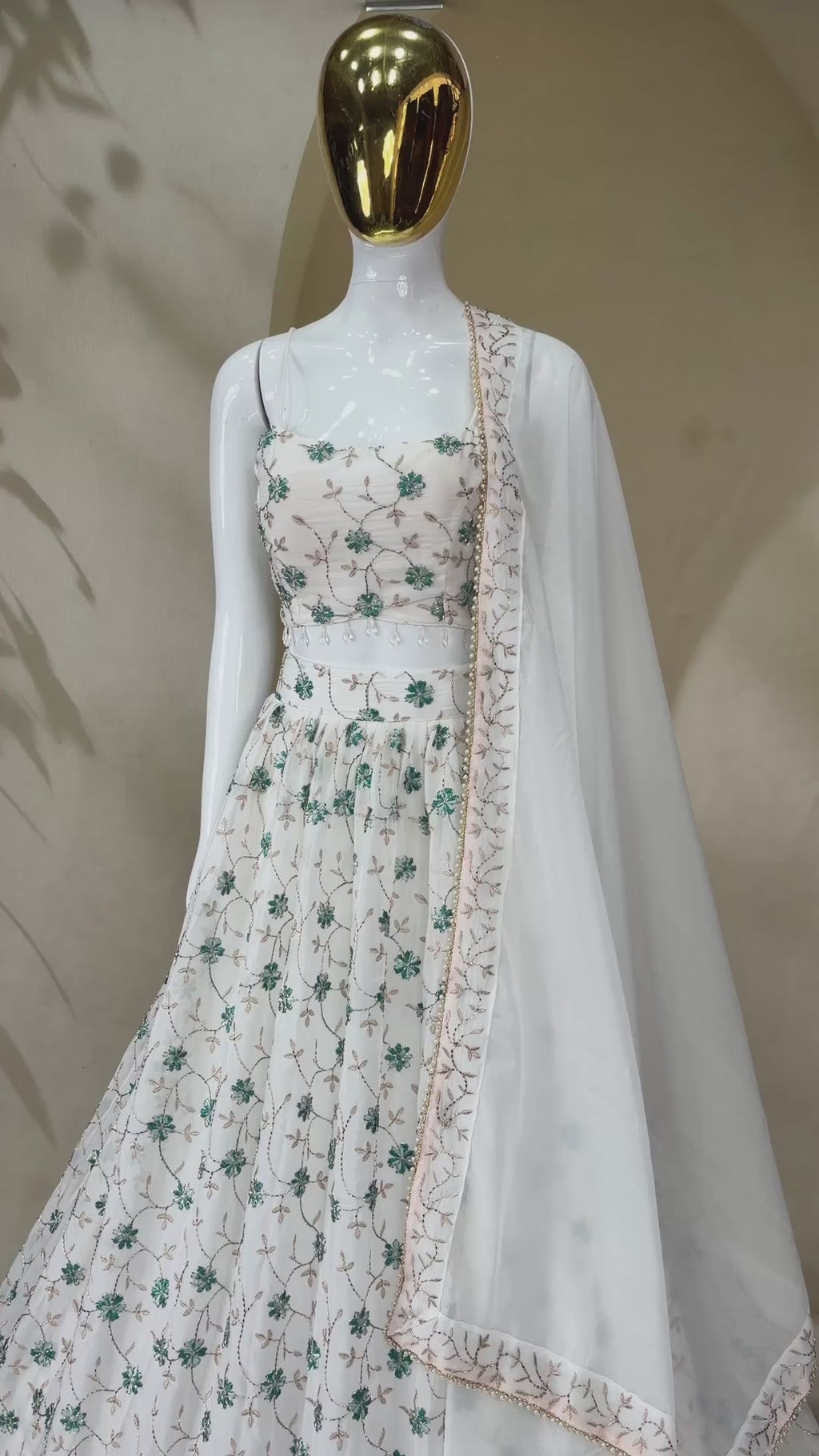 Floral Threadwork Embroidered Flared Lehenga Choli Set