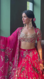 Exquisite Hand Embroidered Zardozi Work Bridal Lehenga Choli Set