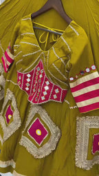 Mirror Work Patchwork Flare Flared Lehenga Choli with Embroidered Blouse - Fabric & Stitching Video Preview (Wholesale Surat)