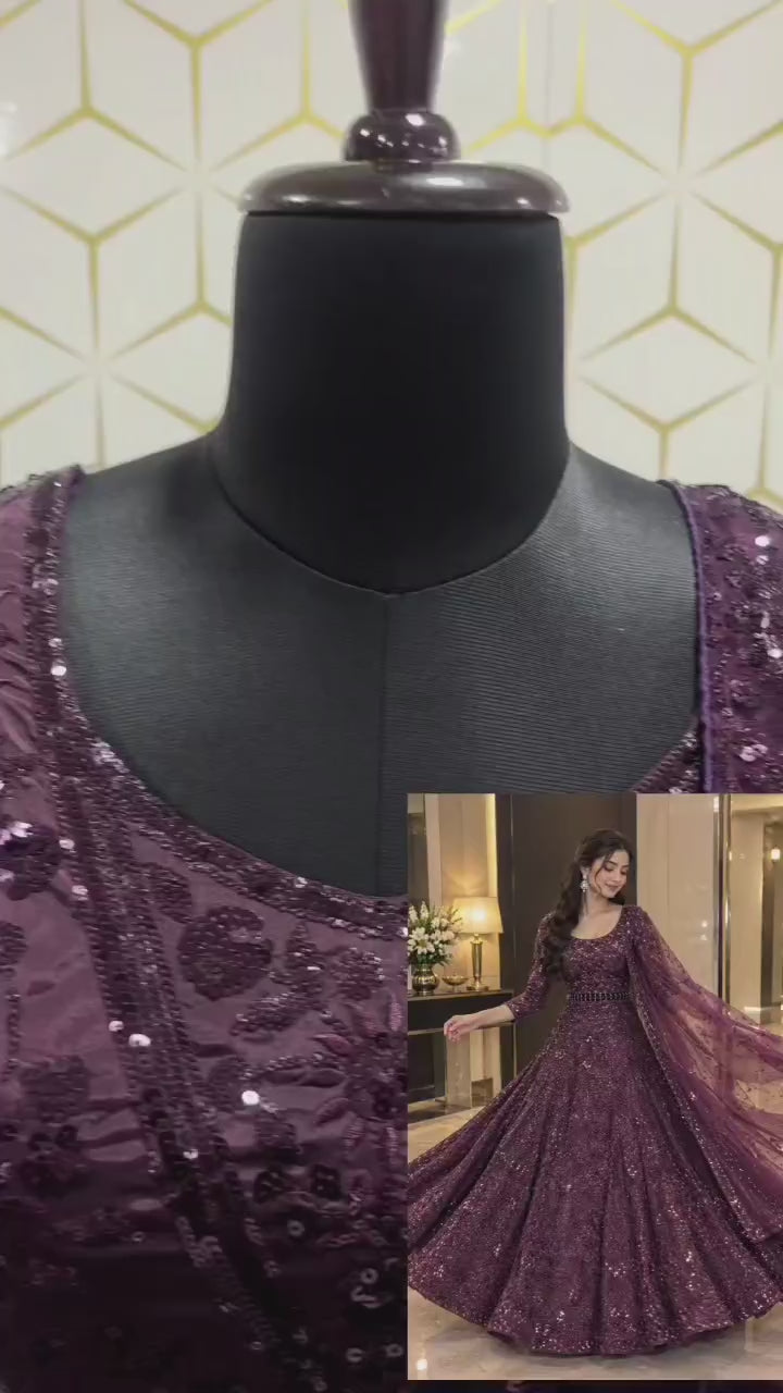 Thread Embroidered Georgette Lehenga Set with Tasseled Blouse