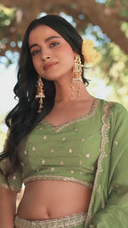 Fashion Factory Chinon Lehenga Set with Sequins & Thread Embroidery Work