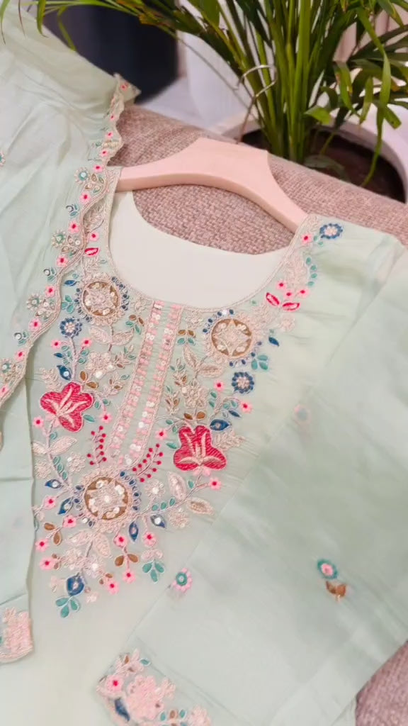 Pure Organza Twine Net Sharara Set