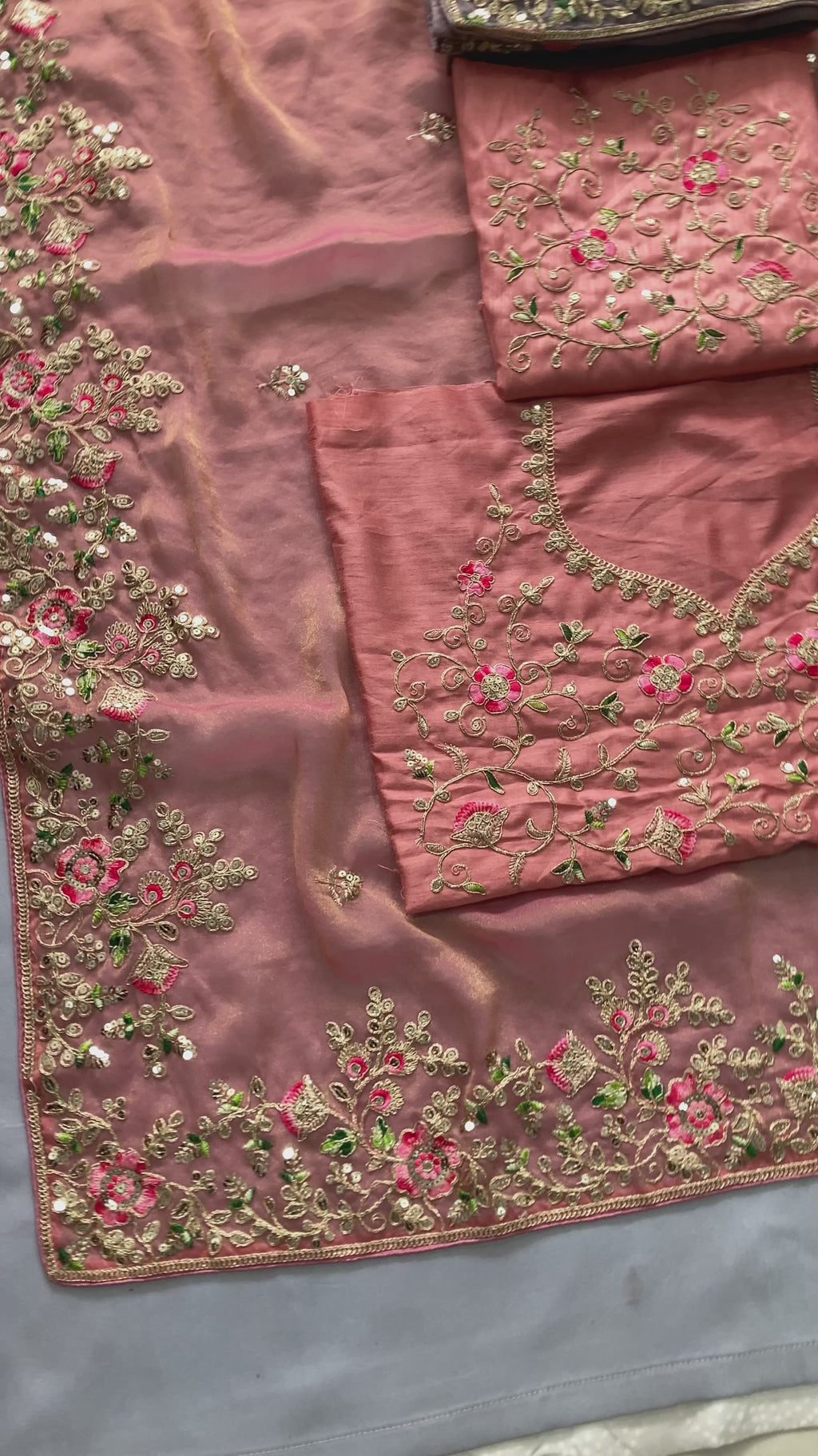 Exquisite Floral Embroidered Draped Saree with Regal Charm