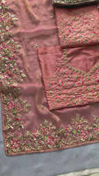 Exquisite Floral Embroidered Draped Saree with Regal Charm