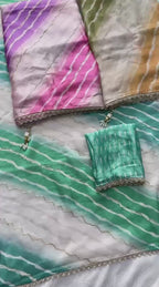 Contemporary Statement Handcrafted Wave Pattern Saree with Delicate Scalloped Border