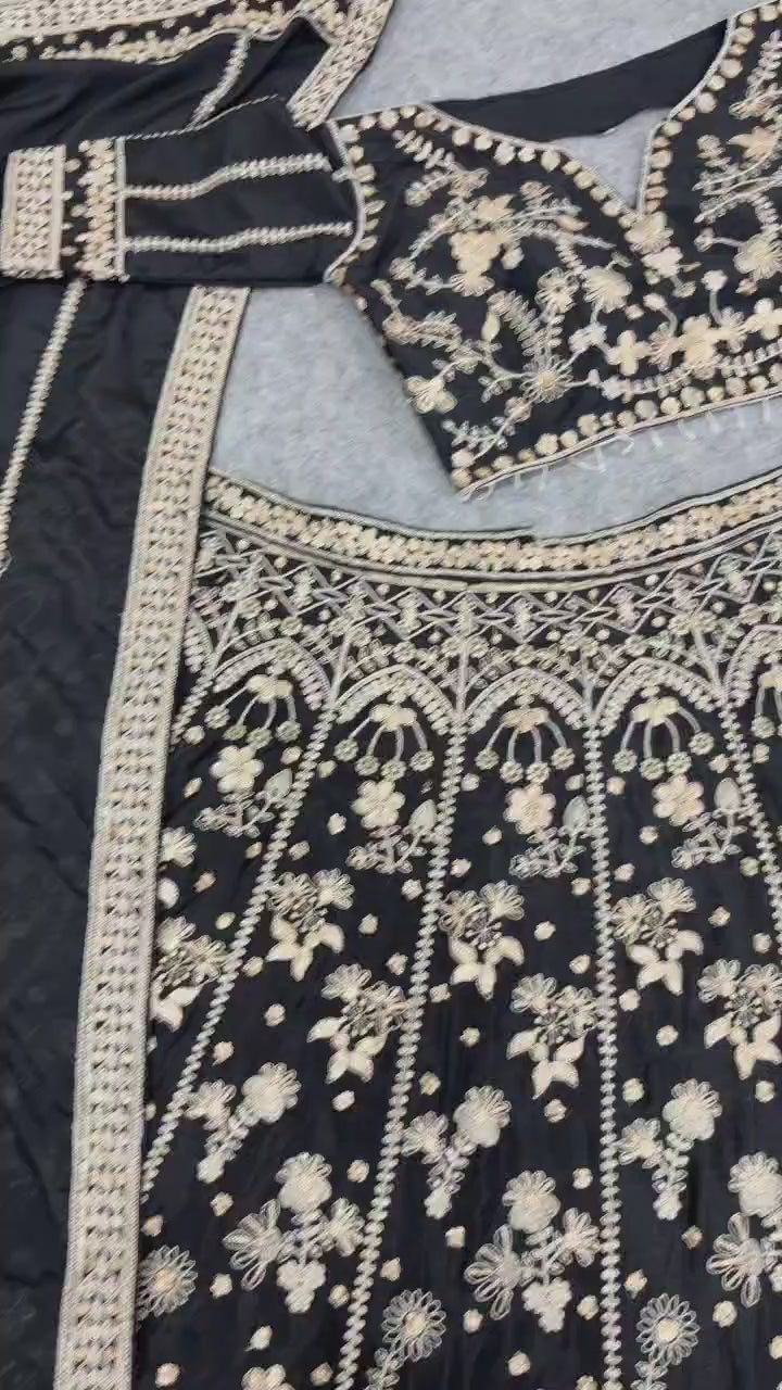 Heavily Embellished Sequined Crop Top Lehenga Choli Set