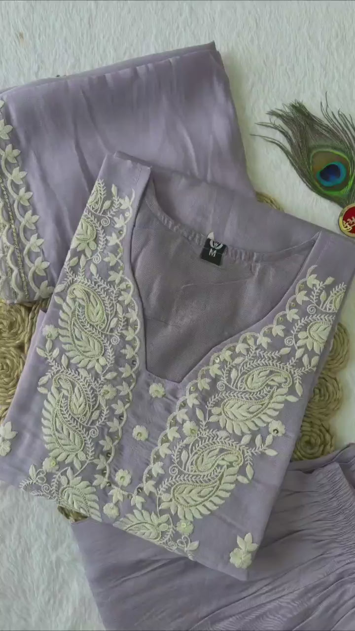 Intricately Embroidered Kurta Set with Lace Detailed Dupatta