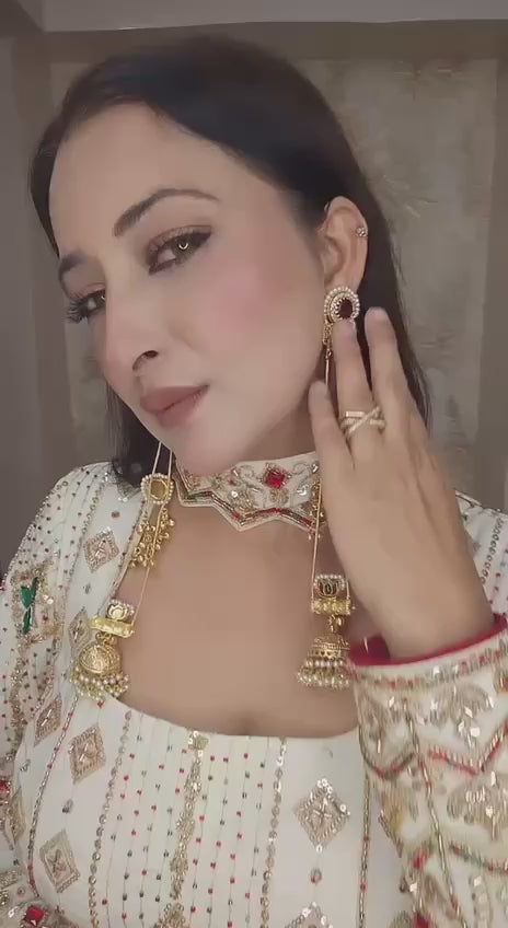 Cocktail Party Polish Palazzo Suit with Mirror Work