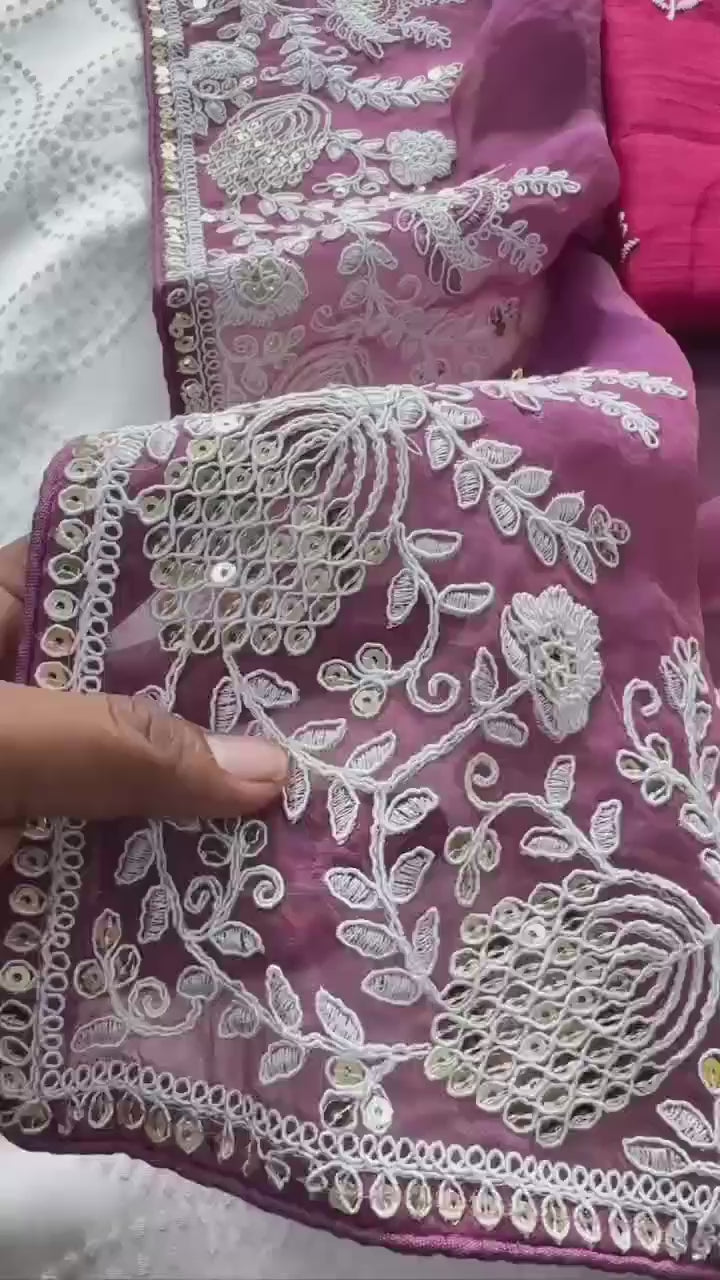 Regal Tradition Embroidered Saree with Intricate Floral Border and Royal Charm
