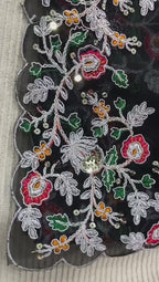 Midnight Radiance Handcrafted Floral Embroidered Saree for Grand Evenings