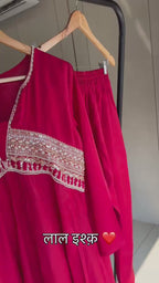 Royal Heritage Embroidered Anarkali Suit Ensemble With Scalloped Dupatta Detailing