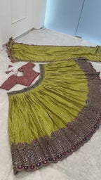 Bandhani Print Silk Lehenga Set with Embroidered Scallop Dupatta