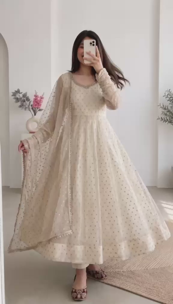 Regal Tradition Embellished Anarkali Ensemble with Intricate Border Detailing