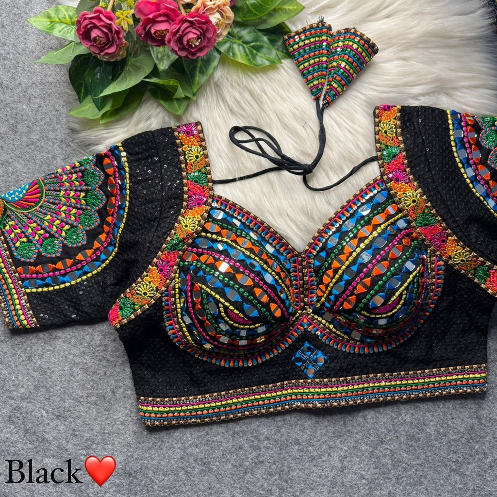 Boho Ethnic Fusion Peacock Handcrafted Heavy Embroidered Blouse