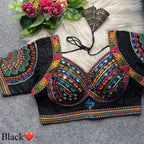 Boho Ethnic Fusion Peacock Handcrafted Heavy Embroidered Blouse
