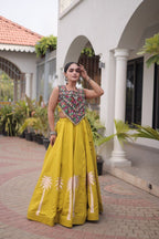 Cream Roman Silk Gota Work Designer Lehenga Set