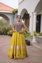 Cream Roman Silk Gota Work Designer Lehenga Set