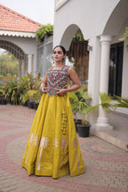 Cream Roman Silk Gota Work Designer Lehenga Set