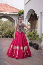 Cream Roman Silk Gota Work Designer Lehenga Set