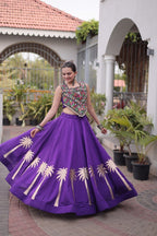 Cream Roman Silk Gota Work Designer Lehenga Set